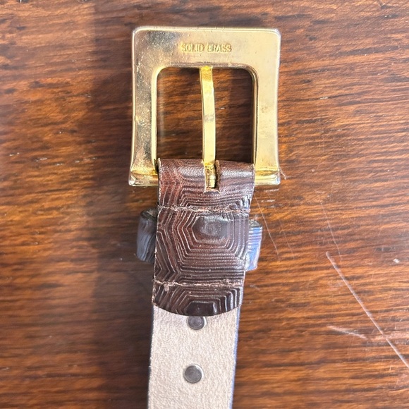 HALSTON Monogram Womens Designer Luxury textured leather Belt - Picture 6 of 9